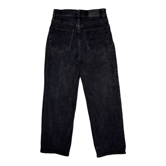 Madewell Womens Black High Waist Wide Leg Distressed Jeans Size 25P - Picture 2 of 5